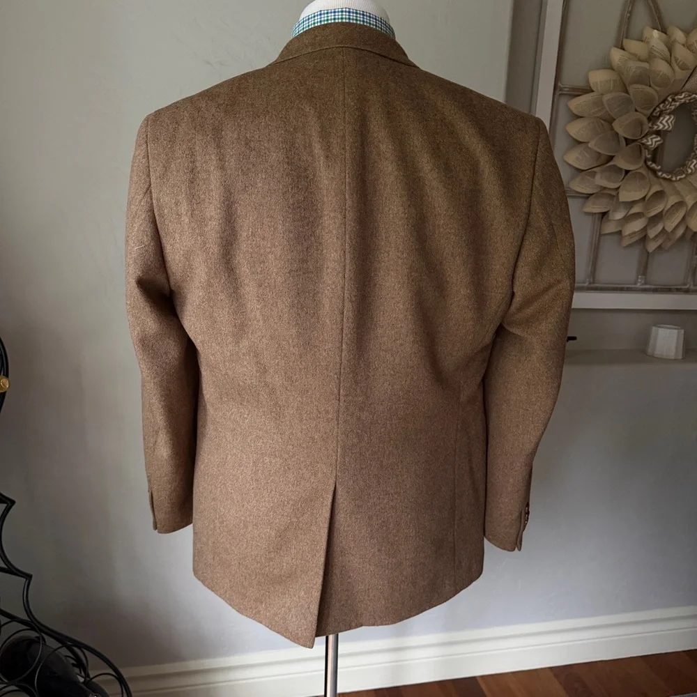 Stafford Executive Jacket Mens Brown 100% Camel Hair Two Buttons Blazer Size 42R